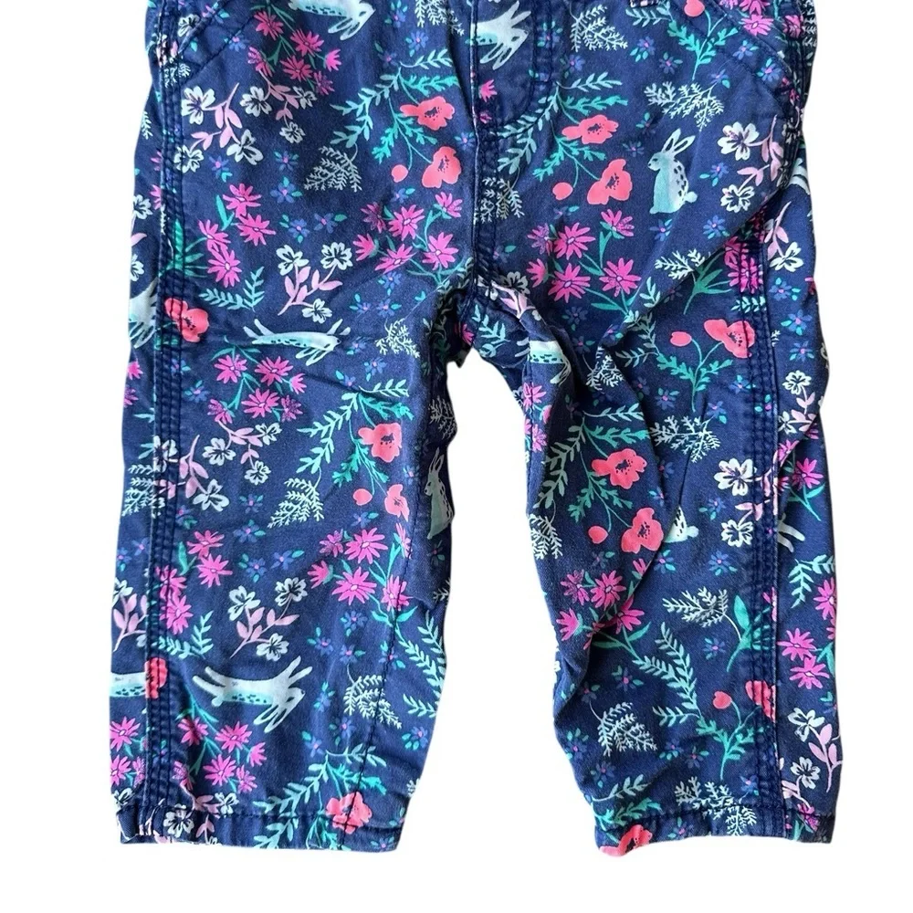 OSHKOSH B'gosh Floral and Bunnies Print Overalls Baby Toddler 9M